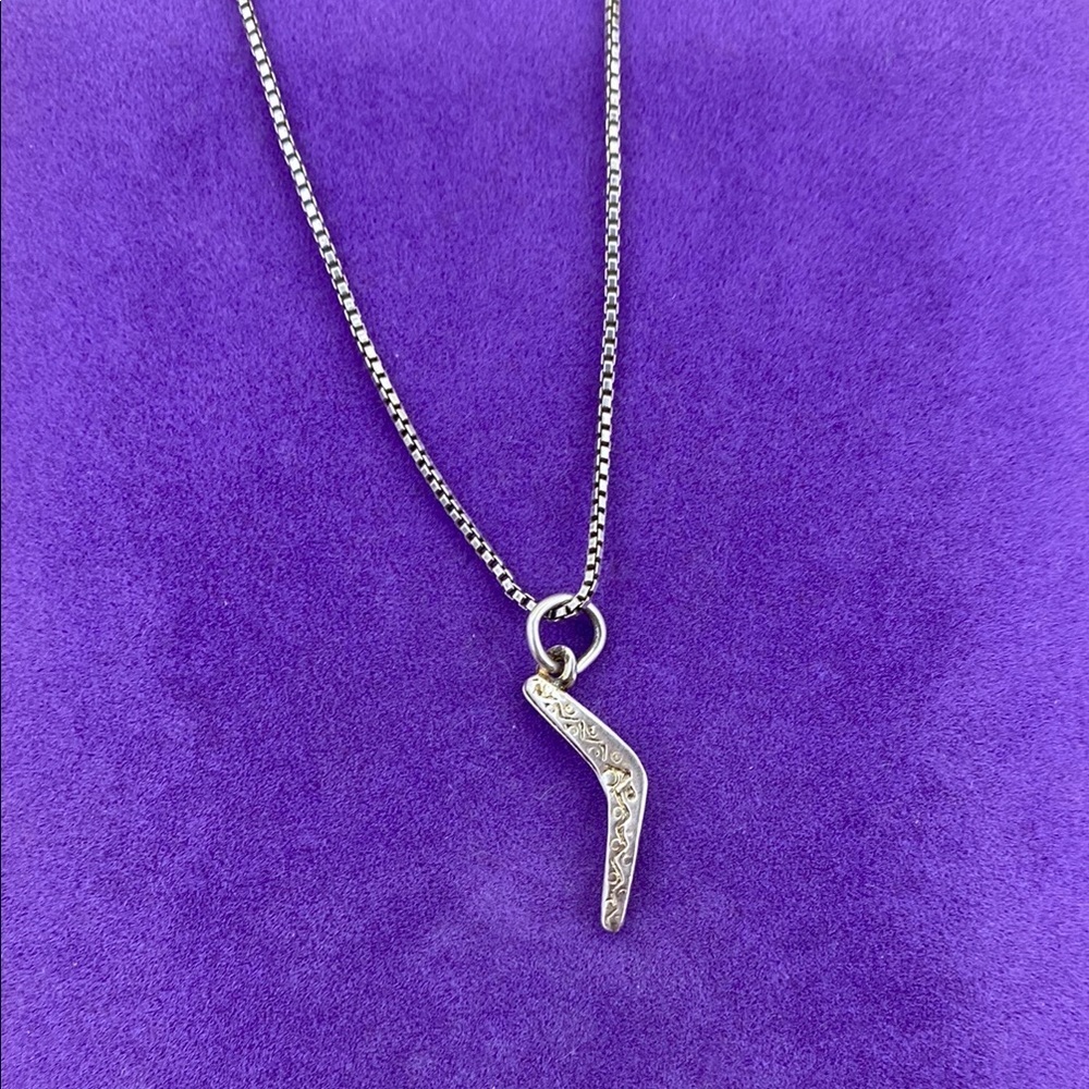 💛 Vintage Sterling Silver Boomerang Pendant Necklace